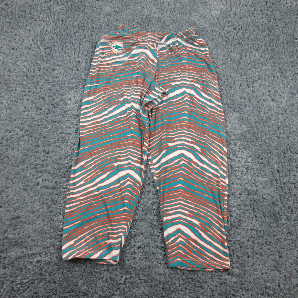 Zubaz Pants Mens Medium Blue Green White Orange Dolphins Pull On 26x28*